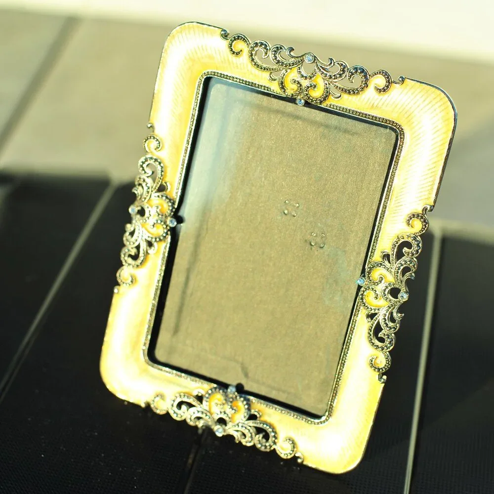 1pcs Silver Gold Glaze Metalwork Crystal Floral Picture frame